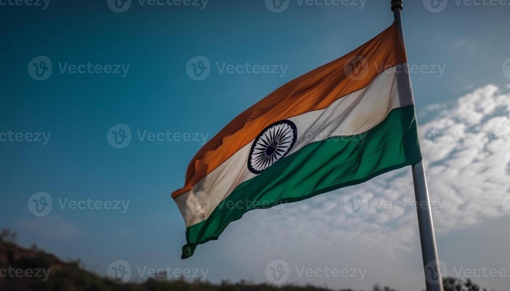 Waving flag symbolizes freedom and patriotism generated by AI photo