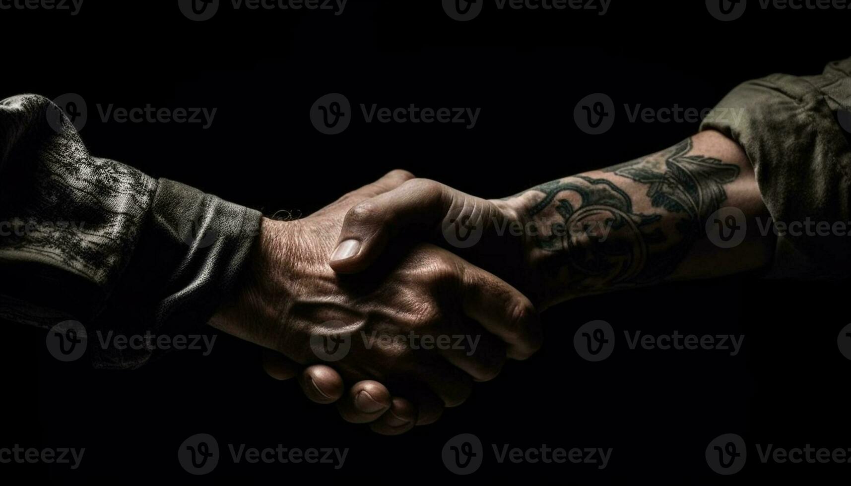 Handshake between two businessmen signifies successful agreement generated by AI photo