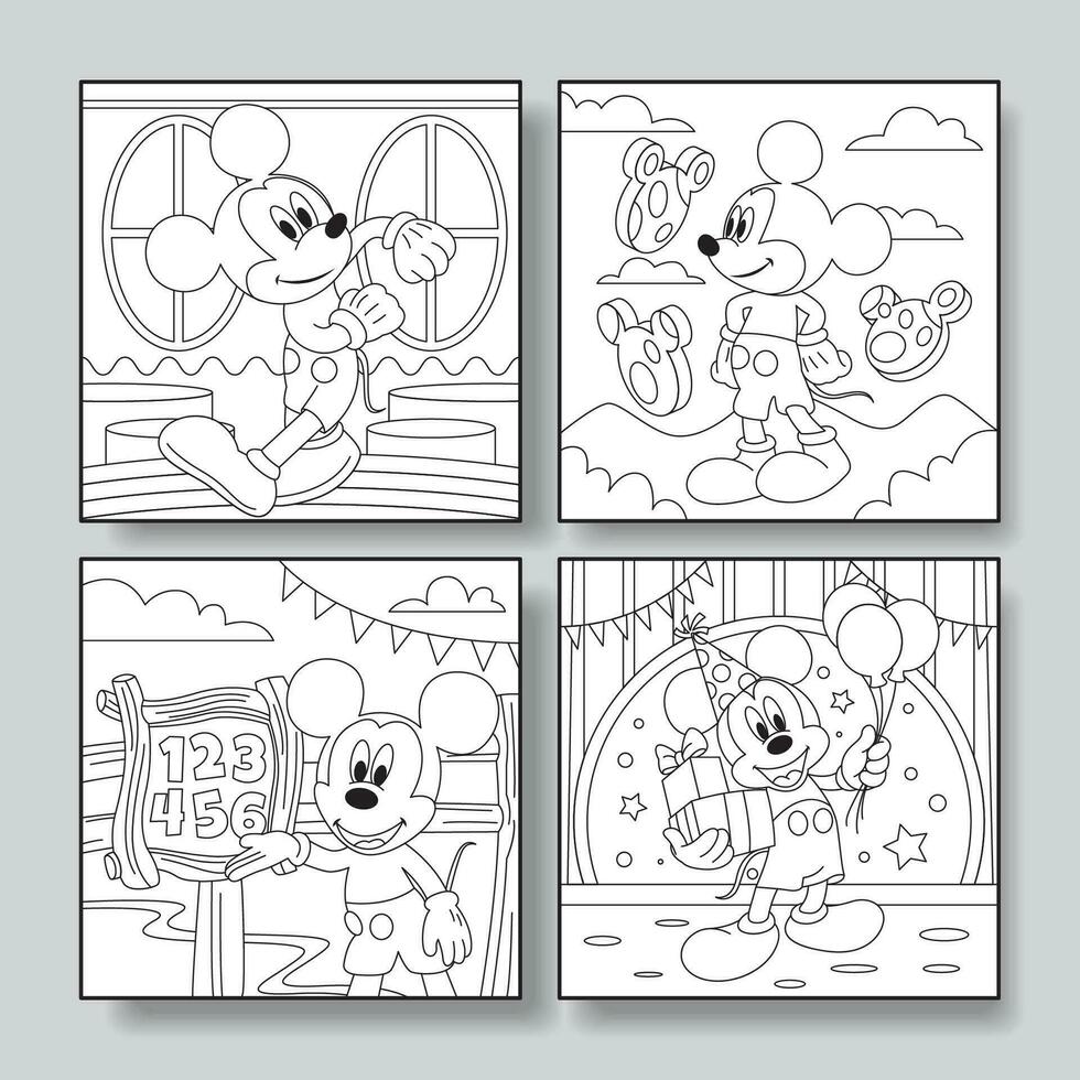 Cute Mouse Coloring Book vector