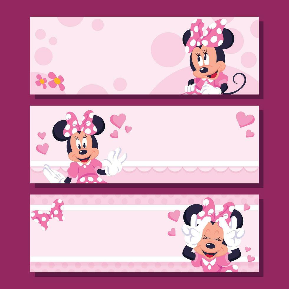 Pinky Female Mouse Cartoon Horizontal Banner vector