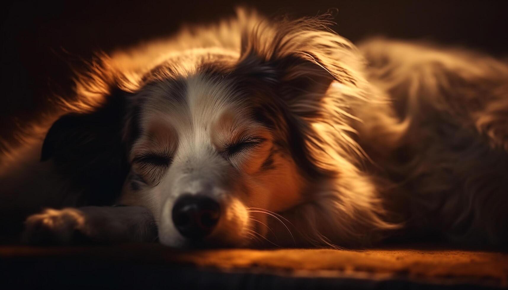 de pura raza cachorros acostado abajo, linda y mullido generado por ai foto