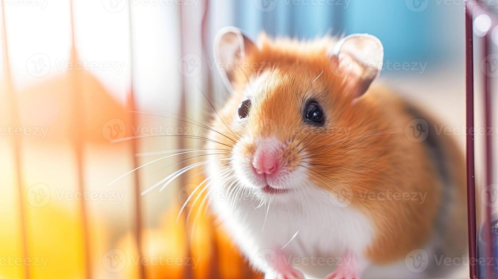 A closeup macro shot of a curious hamster highlighting its intricate features with the use of macro photography ideal for showcasing pet care products or accessories photo