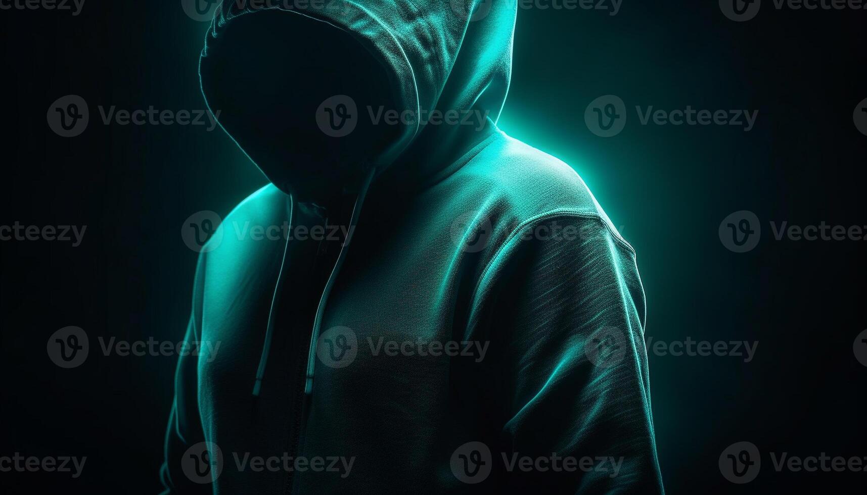 Hooded thief lurking in the spooky night generated by AI photo