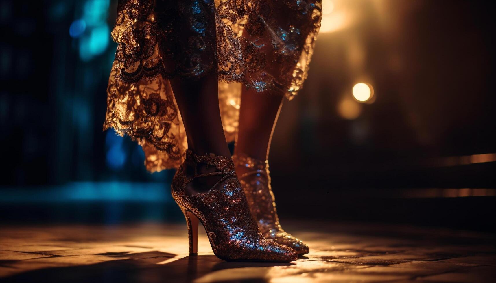 Elegant young woman dances in high heels generated by AI photo