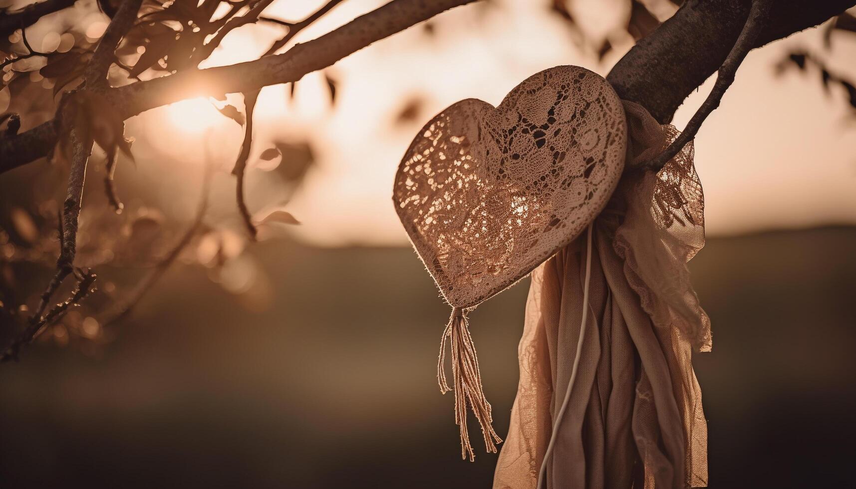 Heart shaped leaf izes love in nature beauty generated by AI photo