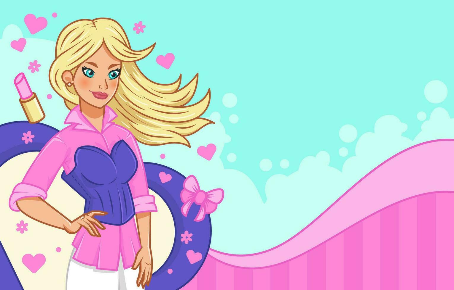 Blonde Girl in Fashion with Girly Color vector