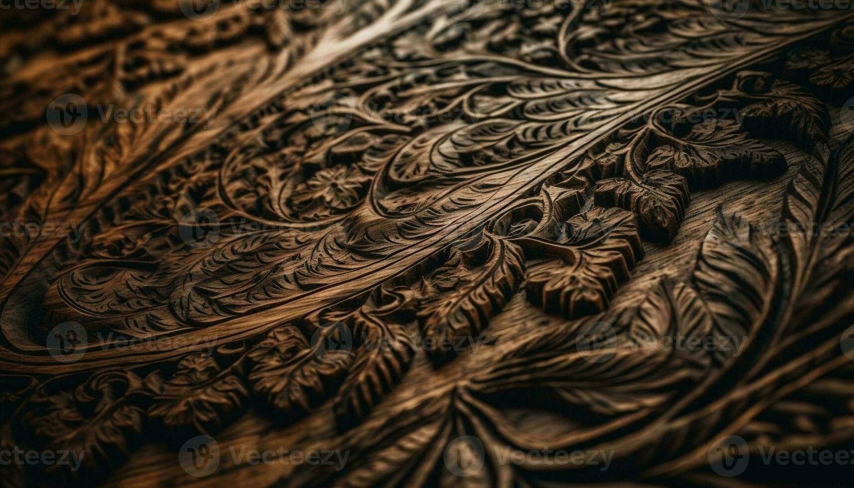 Ornate gold filigree on antique silk material generated by AI photo