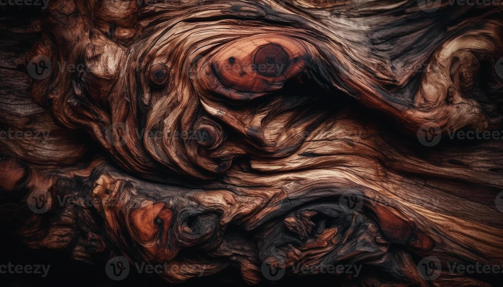fractal pattern on old tree trunk generated by AI photo