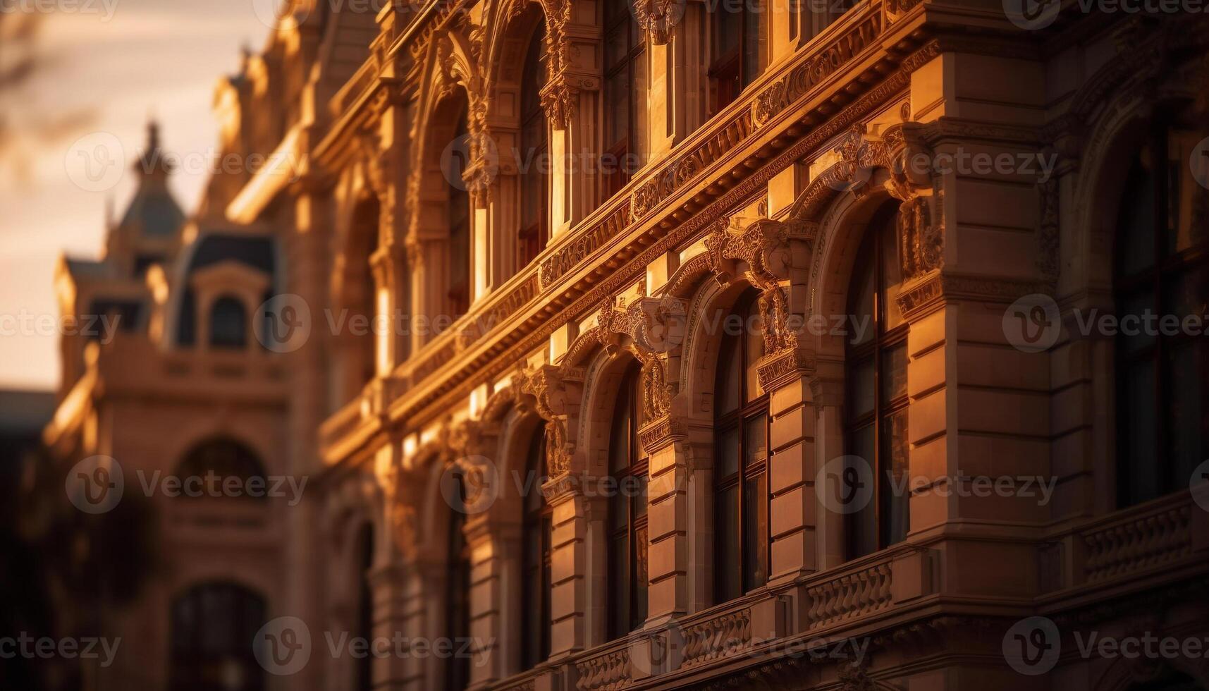 Gothic basilica illuminated at dusk, a landmark monument generated by AI photo