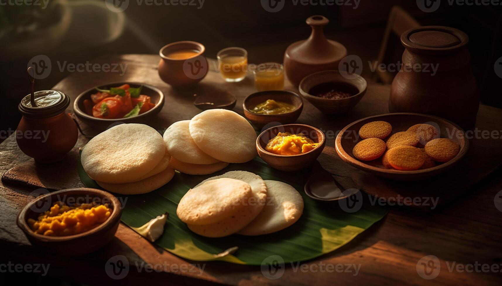 Rustic homemade meal on wooden table still life generated by AI photo