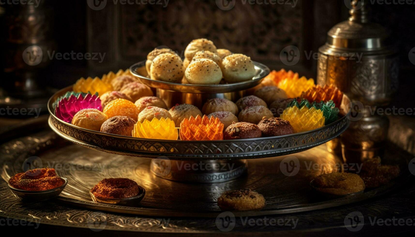 Homemade dessert ball on rustic wooden tray generated by AI photo