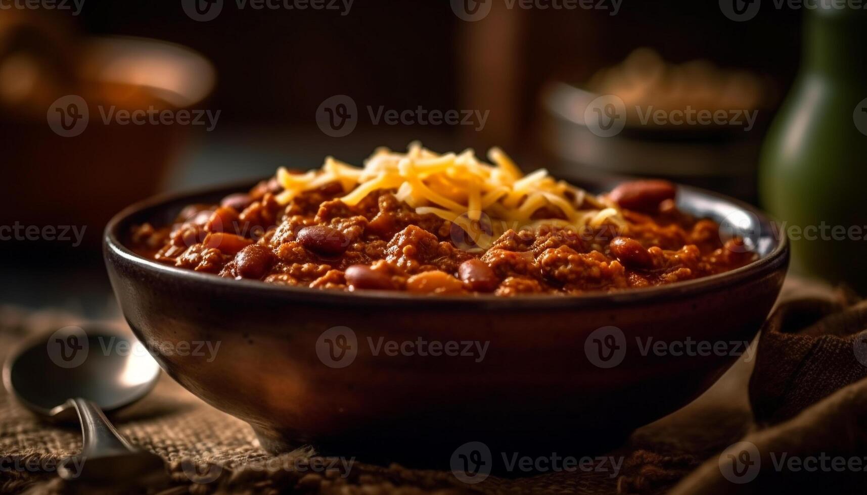 Healthy homemade meal cooked meat and beans generated by AI photo