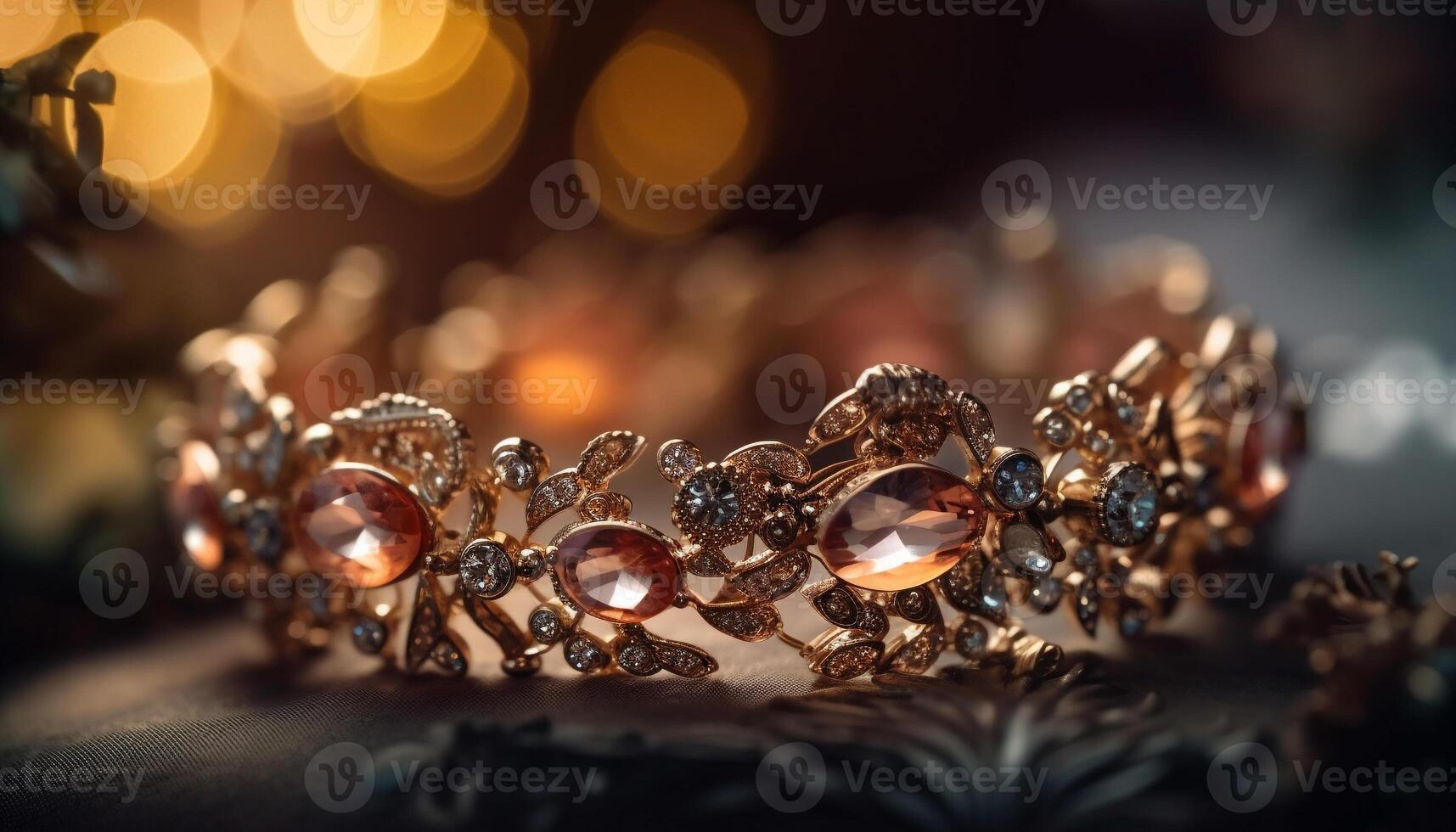 Luxury jewelry glows with bright gold elegance generated by AI photo