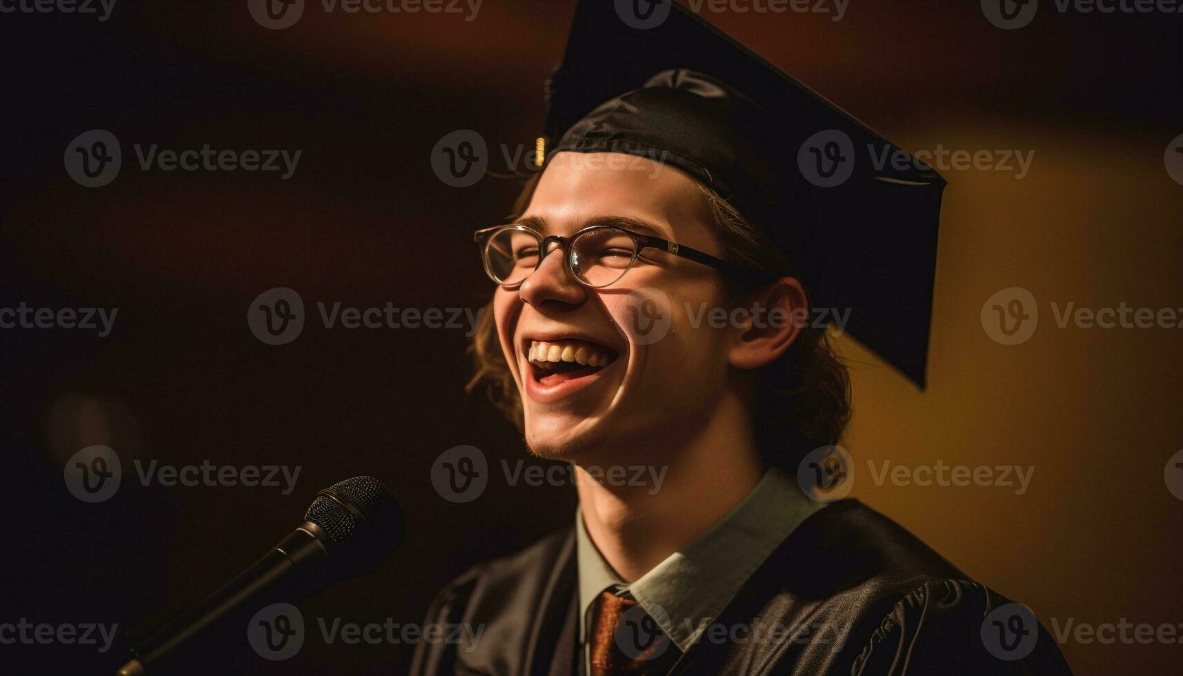 joven adulto graduados con alegría y confianza generado por ai foto