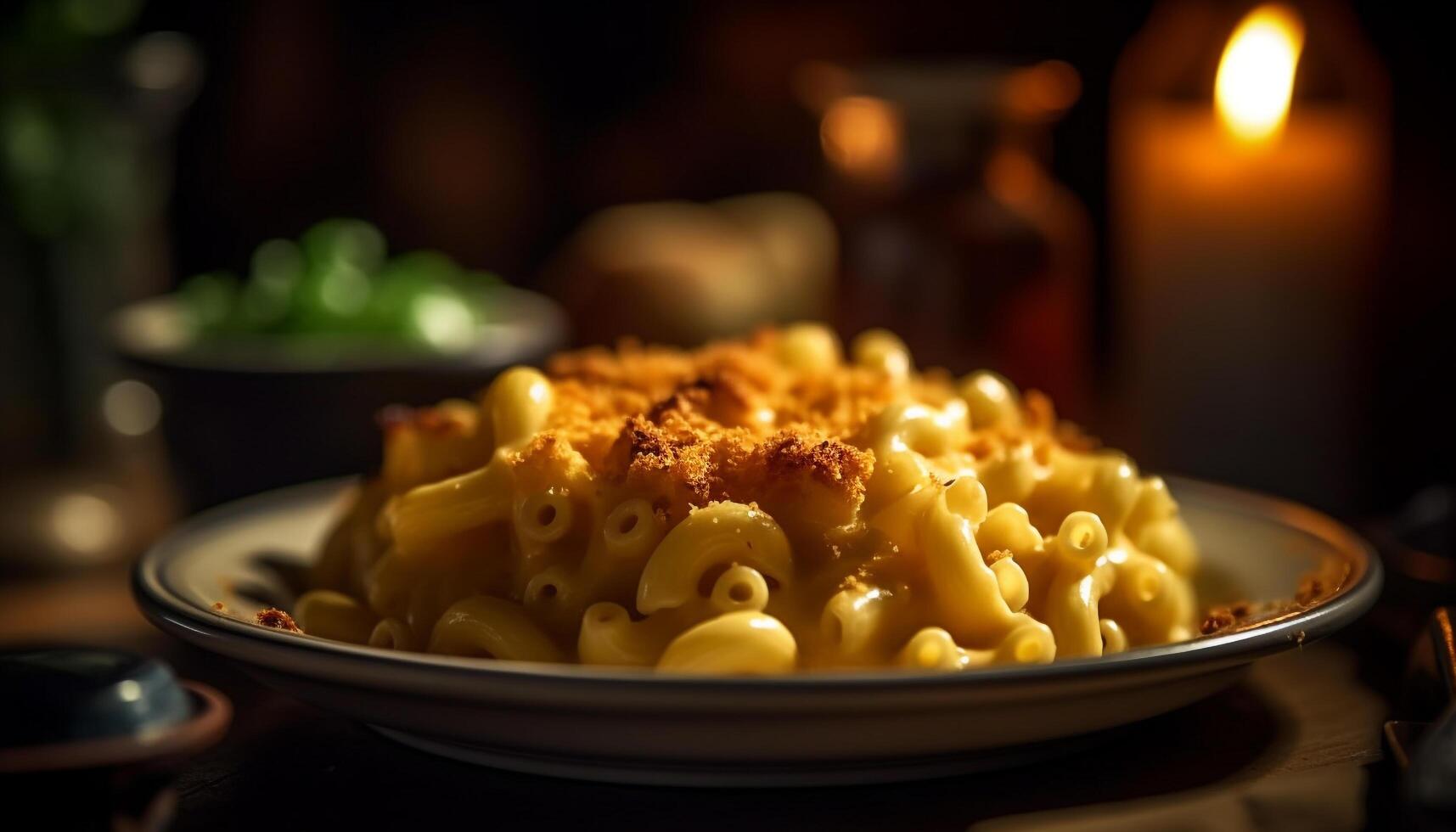 Freshly cooked gourmet pasta on yellow plate generated by AI photo