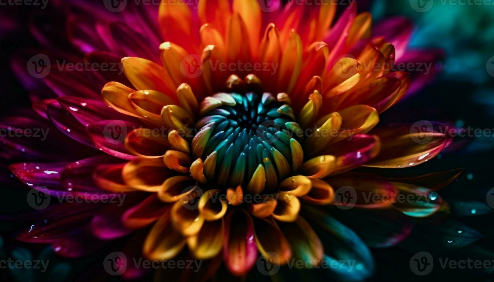 Vibrant petals in dahlia blossom generated by AI photo