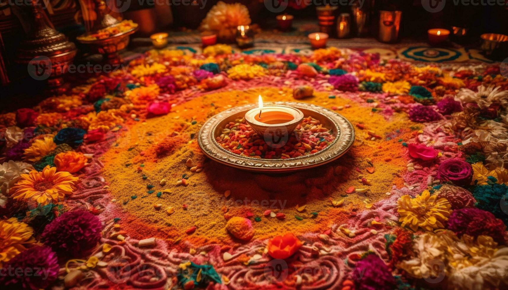 florido diya tamaños espiritualidad en hindú celebracion generado por ai foto