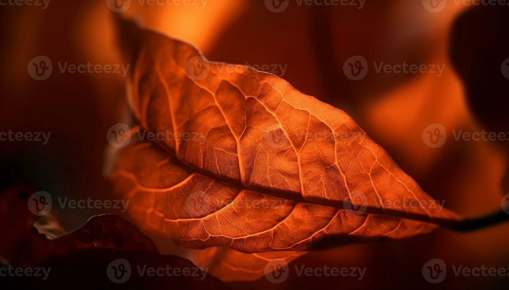 Vibrant autumn leaf glows in sunlight generated by AI photo