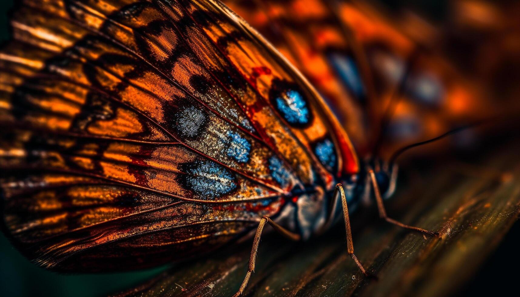 Vibrant butterfly wing displays natural beauty outdoors generated by AI photo