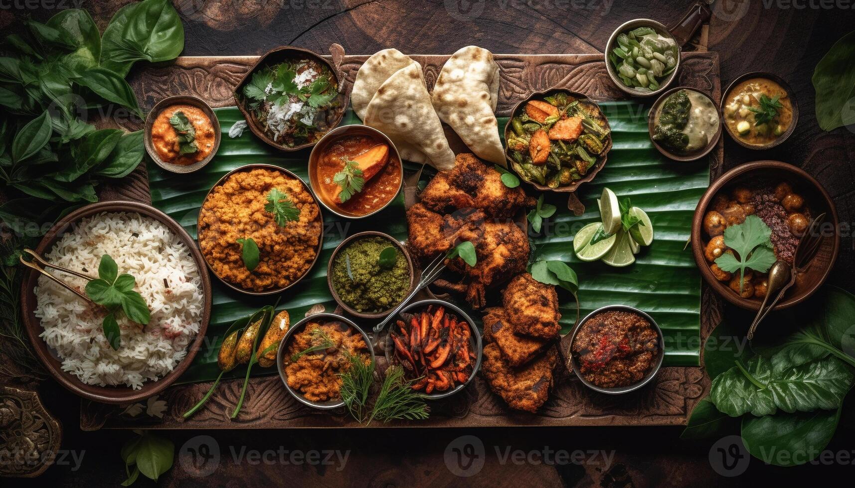 Healthy lunch meal with cooked beef curry generated by AI photo