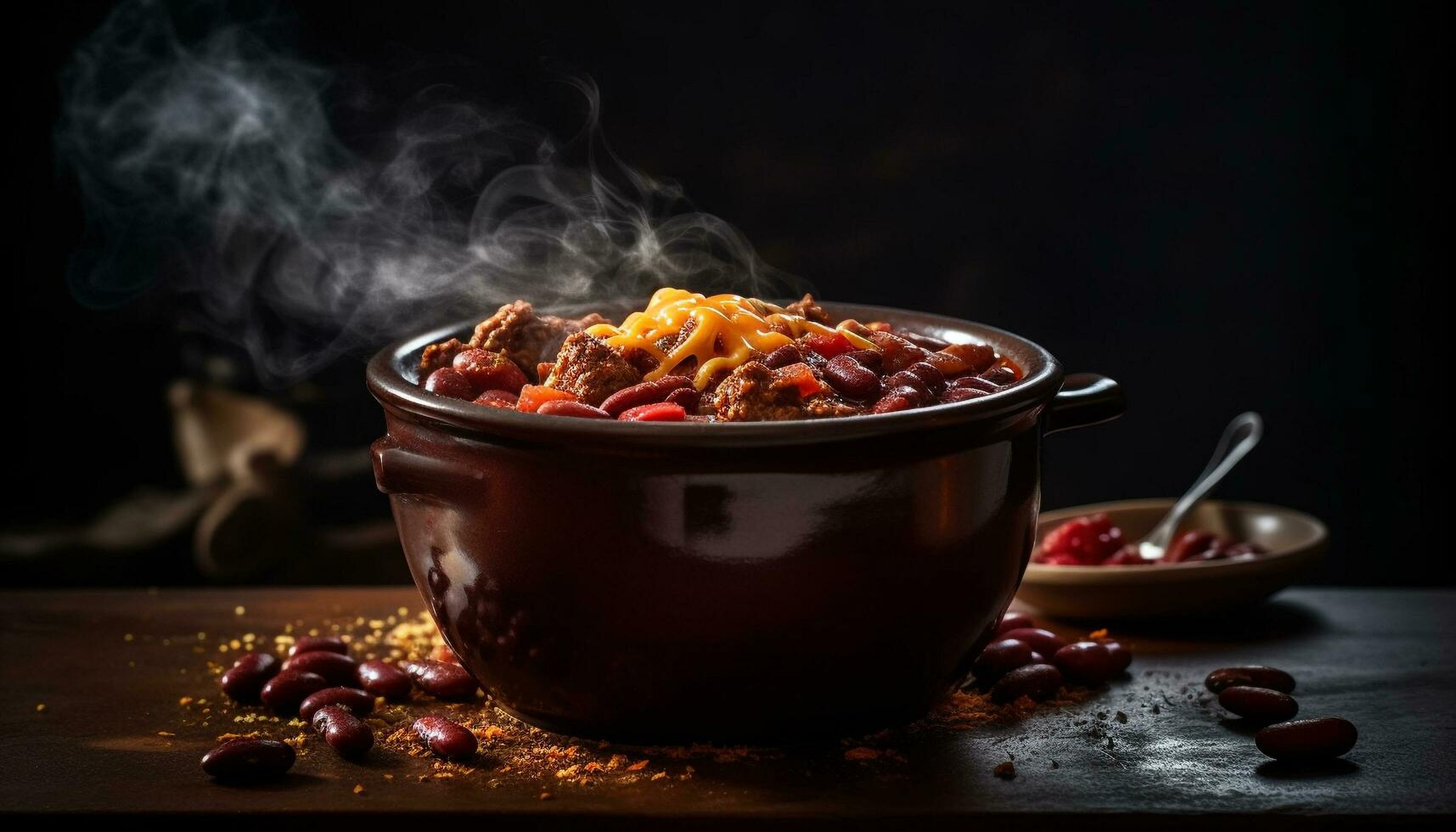 Gourmet stew cooked over natural flame generated by AI photo