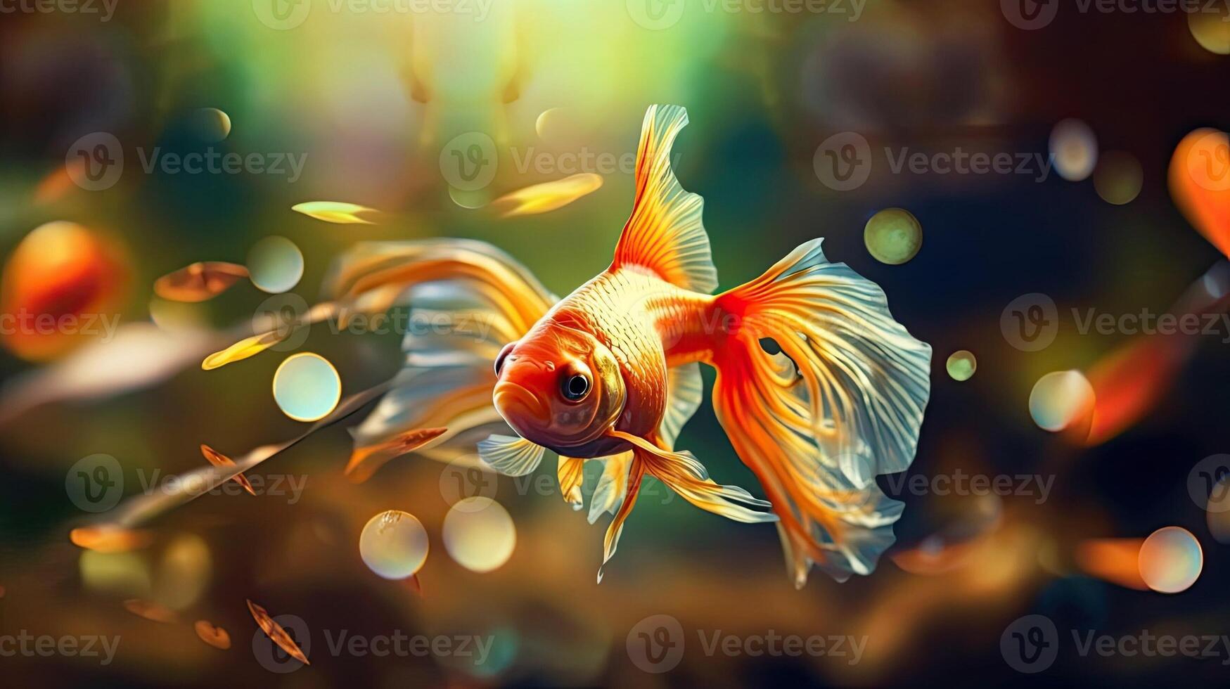 Anresolution image of a vibrant aquarium captured with the technique of long exposure showcasing the graceful movement of the fish and adding a dynamic touch to home screens photo