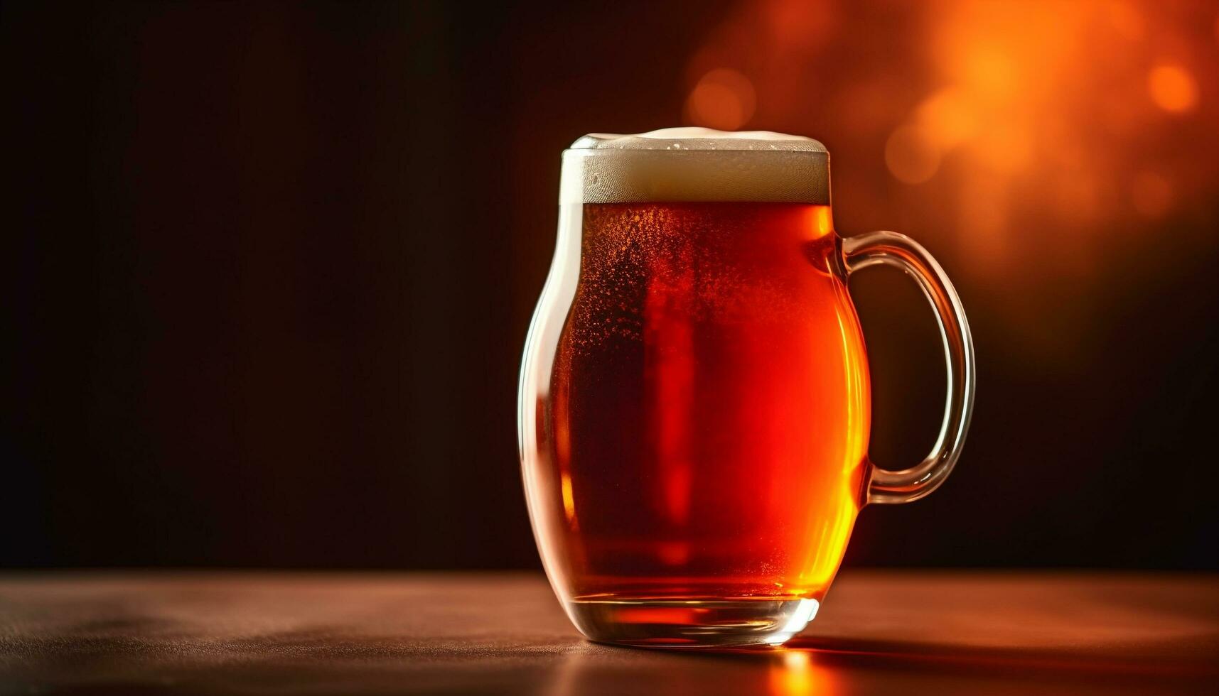 espumoso cerveza soltar en amarillo medio litro vaso generado por ai foto