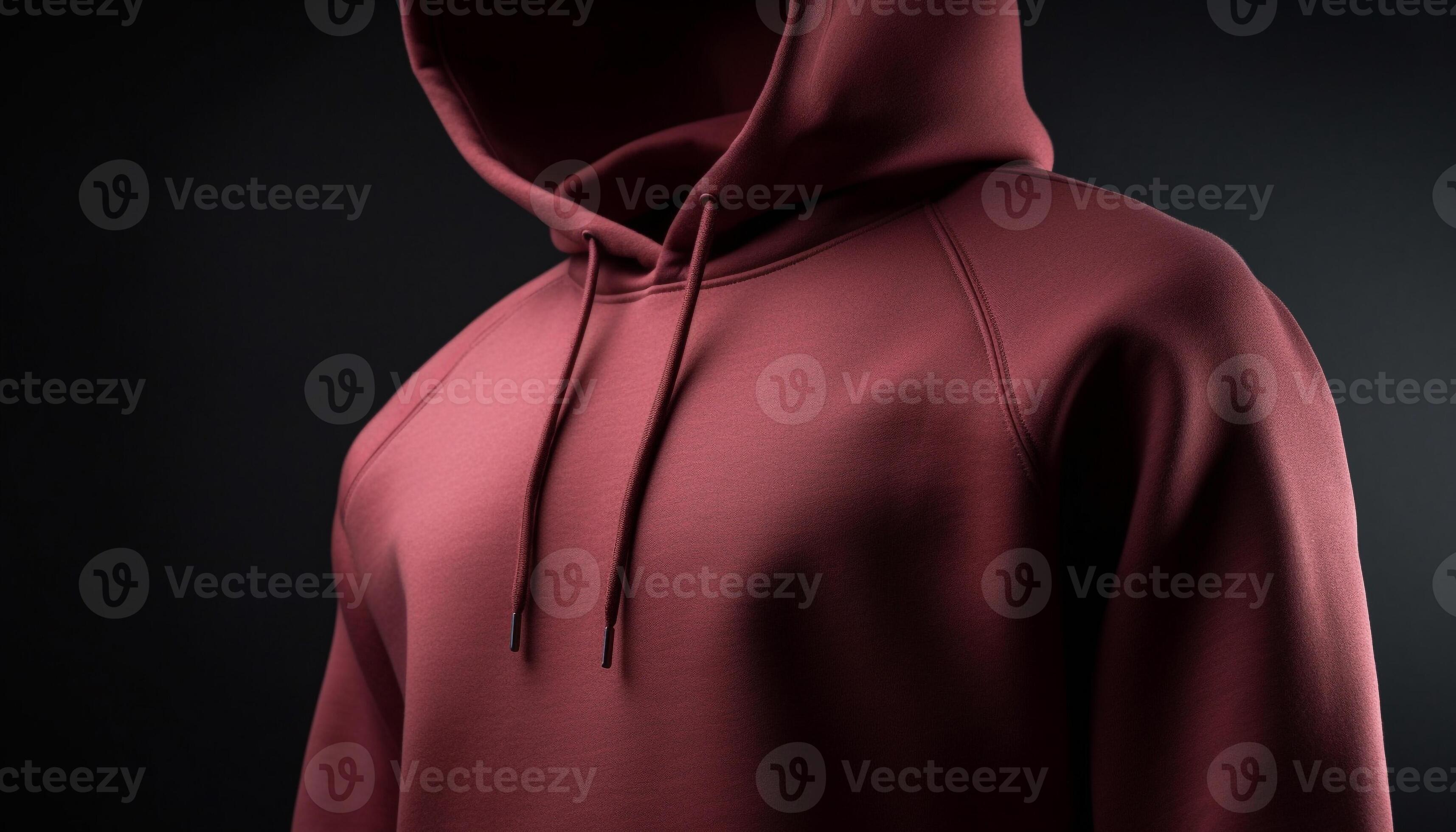 Hooded sweatshirt on mannequin, black background, modern generated by