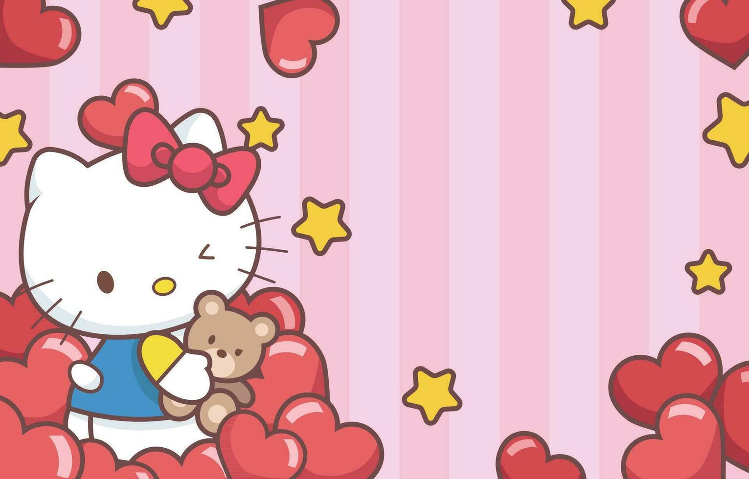 Cute Kitty With Doll Background vector