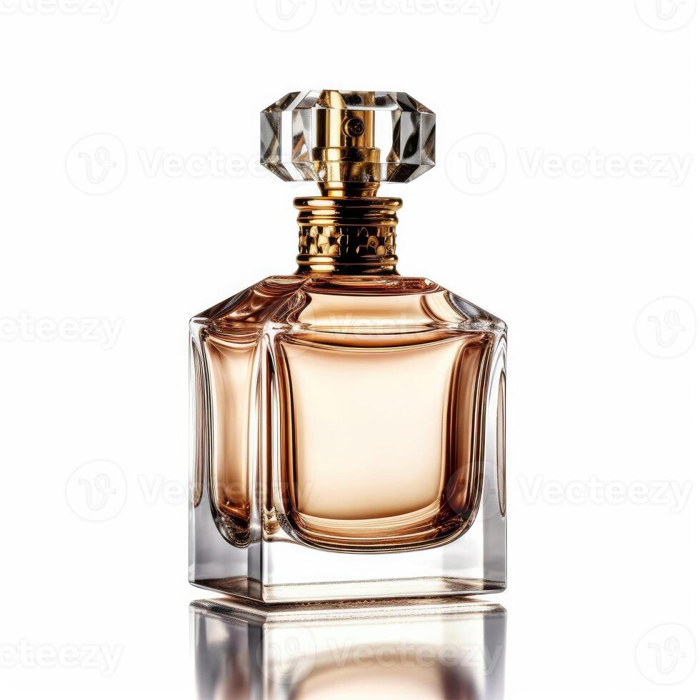 Perfume bottle on white background, . photo