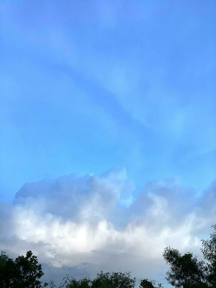 White cloudy in the blue sky natural background, copy space for write text photo