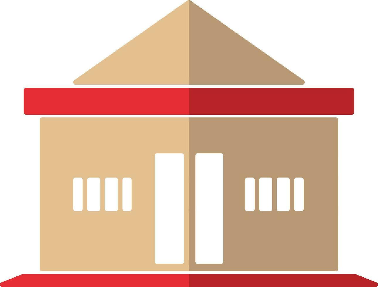 Shiny cream and red building in flat illustration. vector