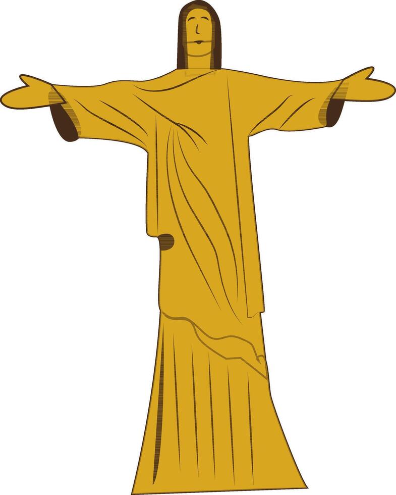 Yellow statue of Jesus. vector