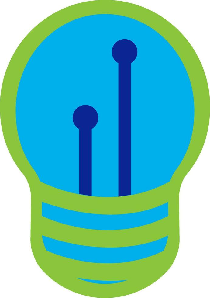 Electric bulb in blue and green color. vector