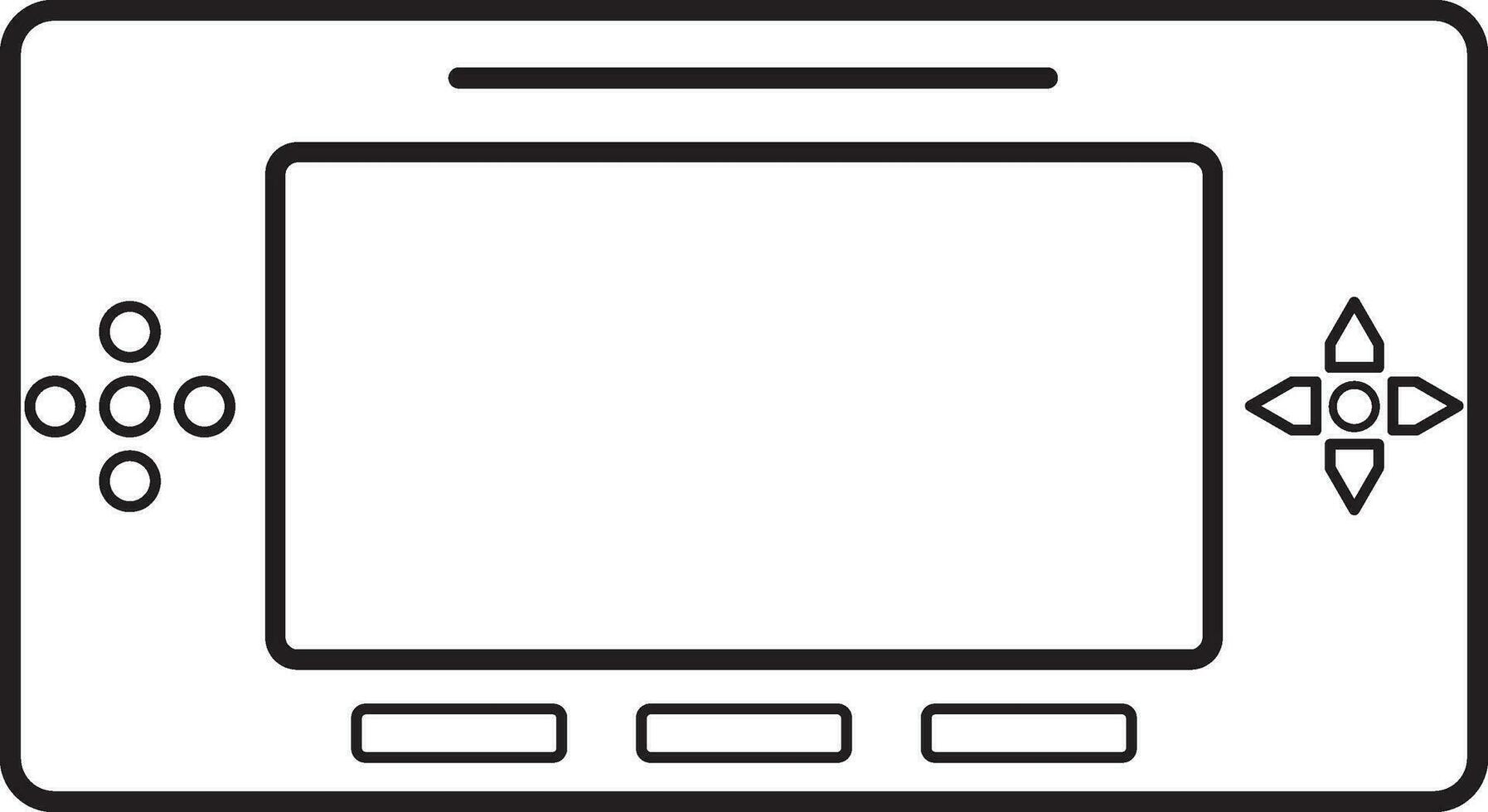 Black line art handheld game icon. vector