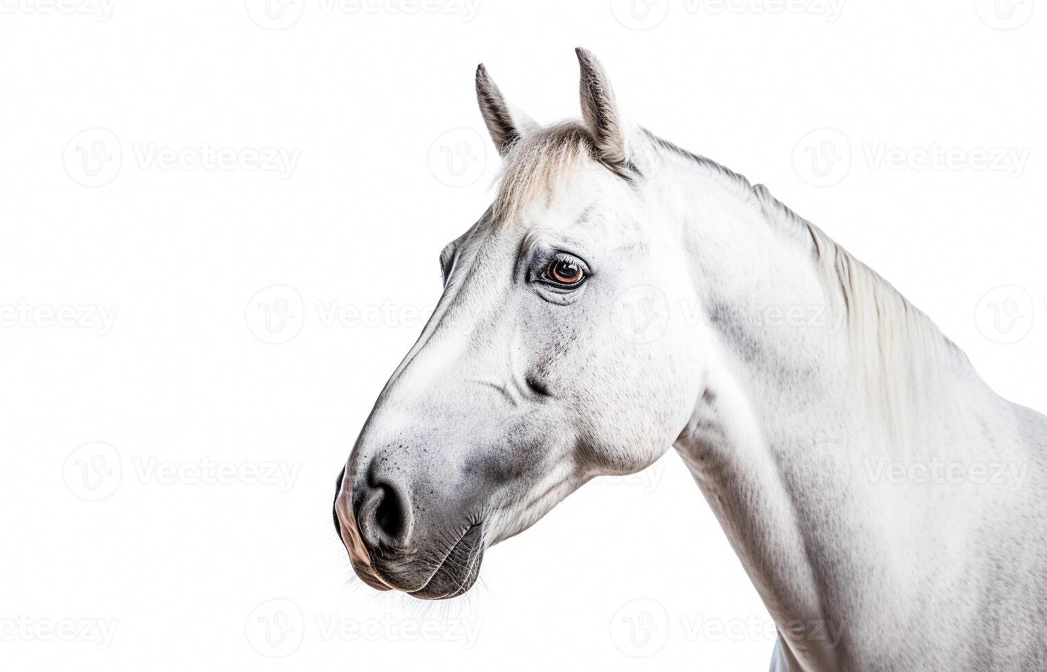 . White horse on white photo