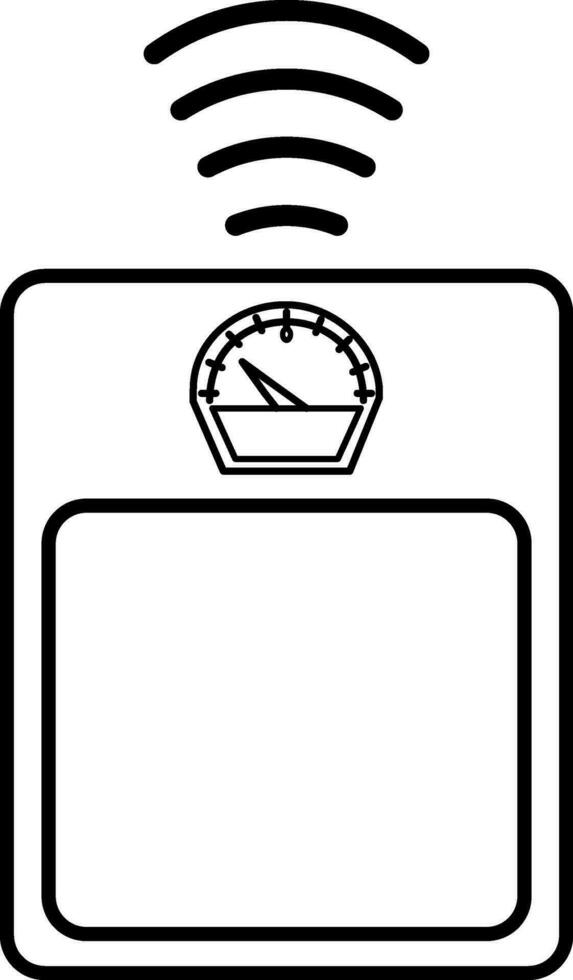 Black line art weight scale icon. vector