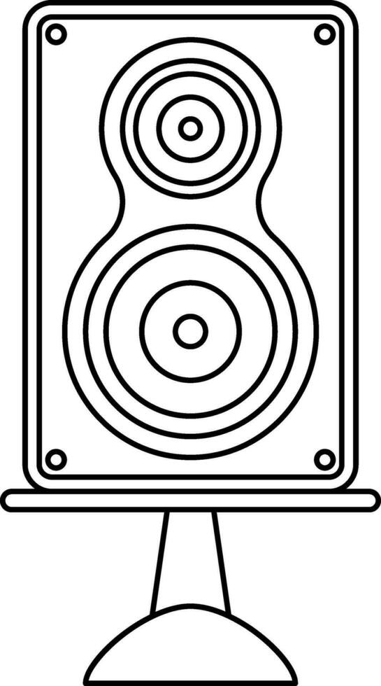 Black line art audio sound speaker. vector