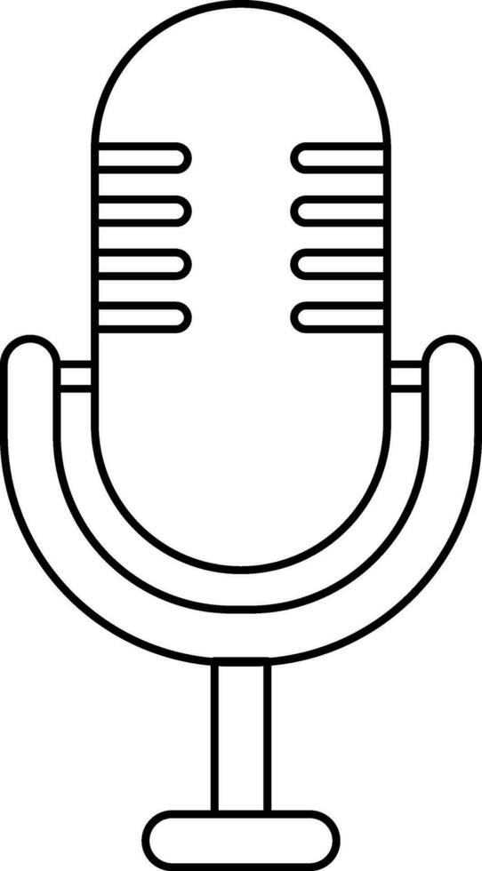 Line art microphone on white background. vector