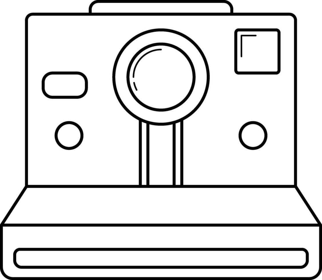 Isolated black line art polaroid. vector