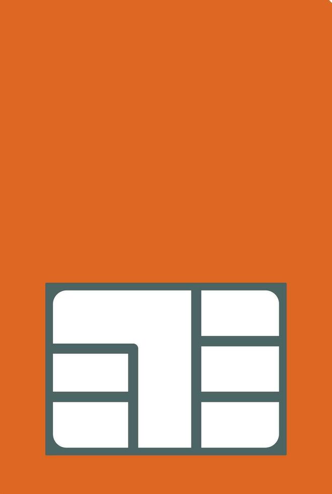 Orange sim card in flat style. vector