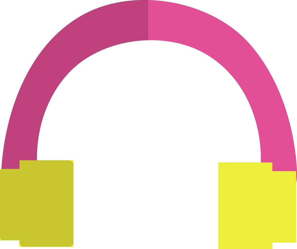 Pink and yellow headphone on white background. vector