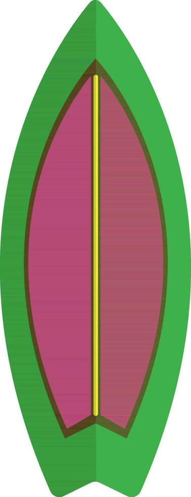 Green and pink surfboard in flat style. vector