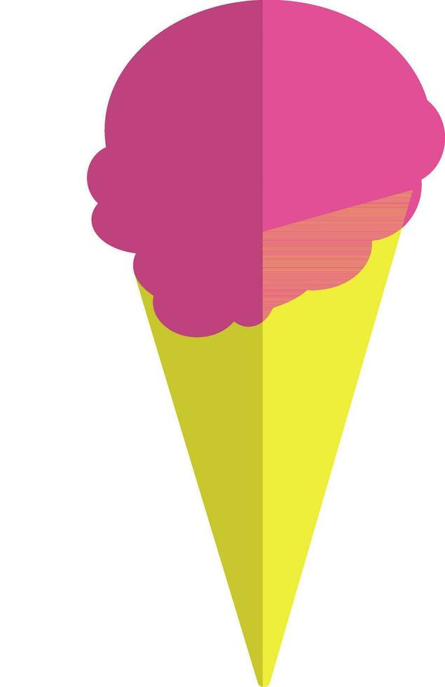 Cone ice cream in pink and yellow color. vector