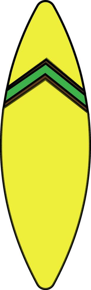 Green and yellow surfboard in flat style. vector