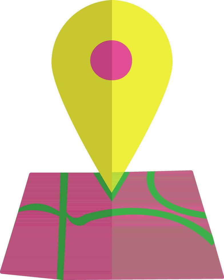 Map pointer in pink and yellow color. vector