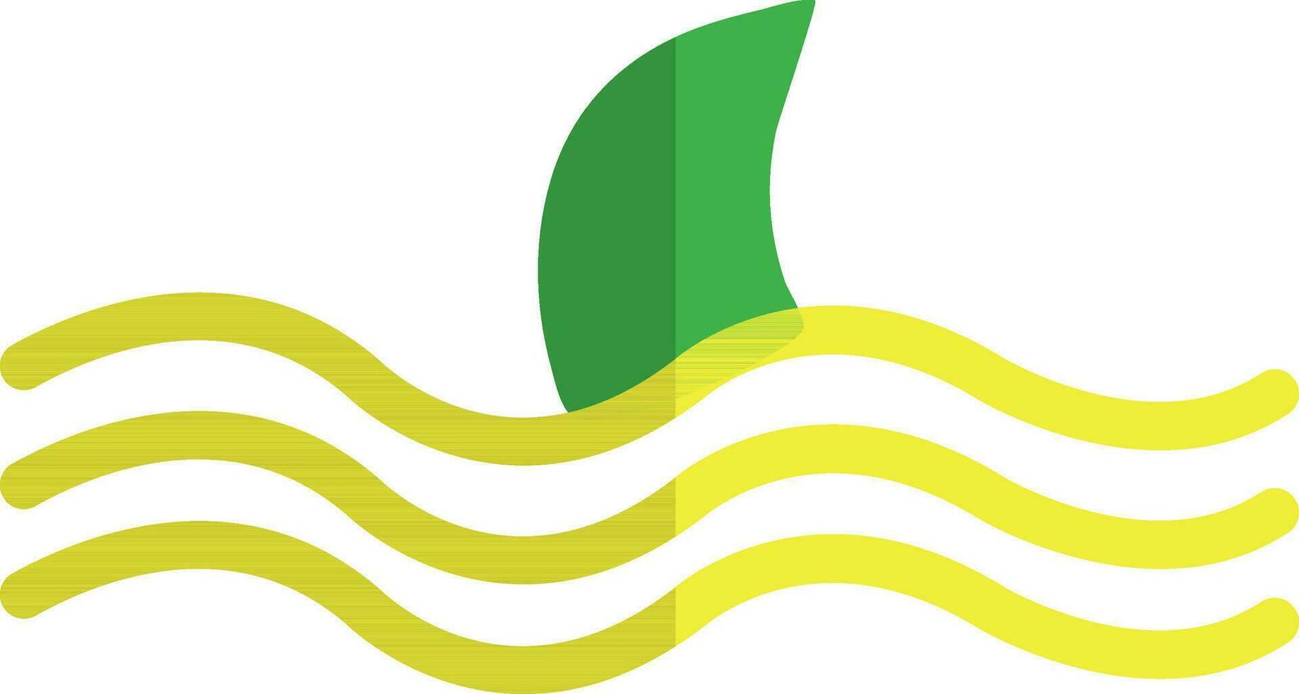 Shark fin in yellow and green color. vector