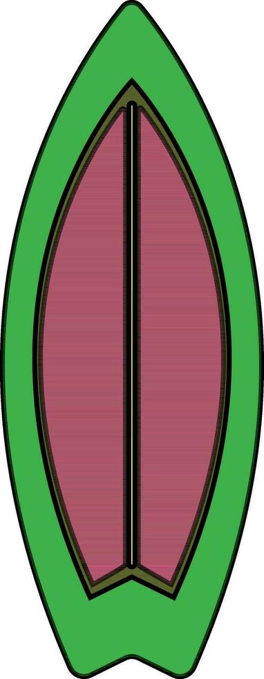 verde y rosado tabla de surf en plano estilo. vector