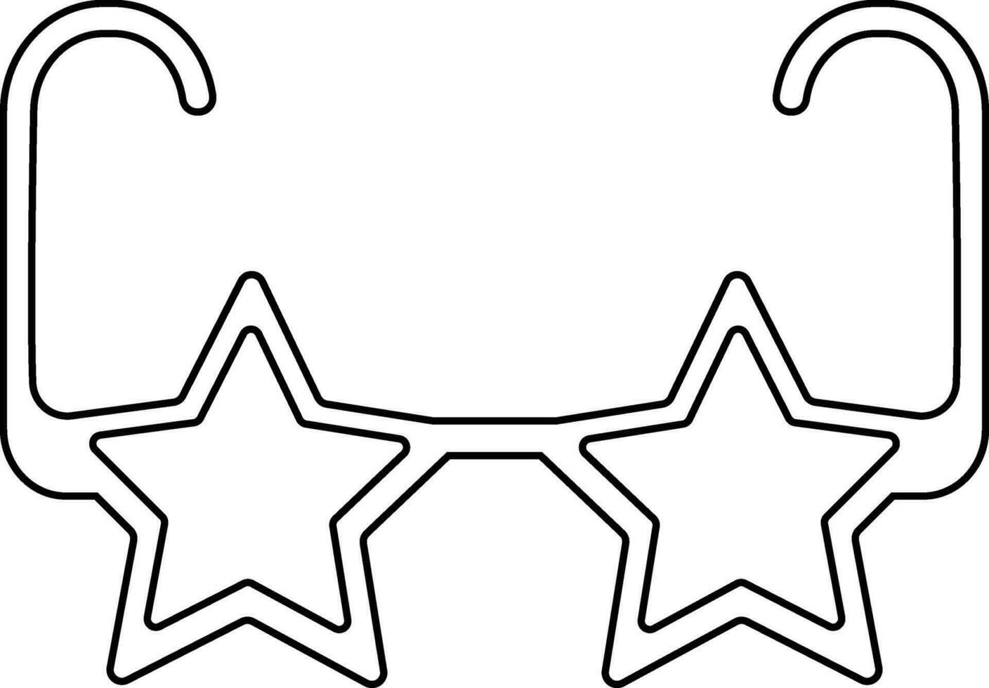 Black line art sunglass in stars shape. vector