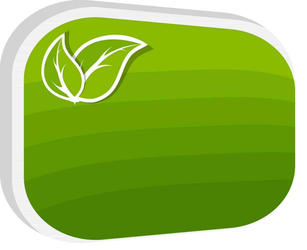 Green sticker, tag or label with leaves. vector